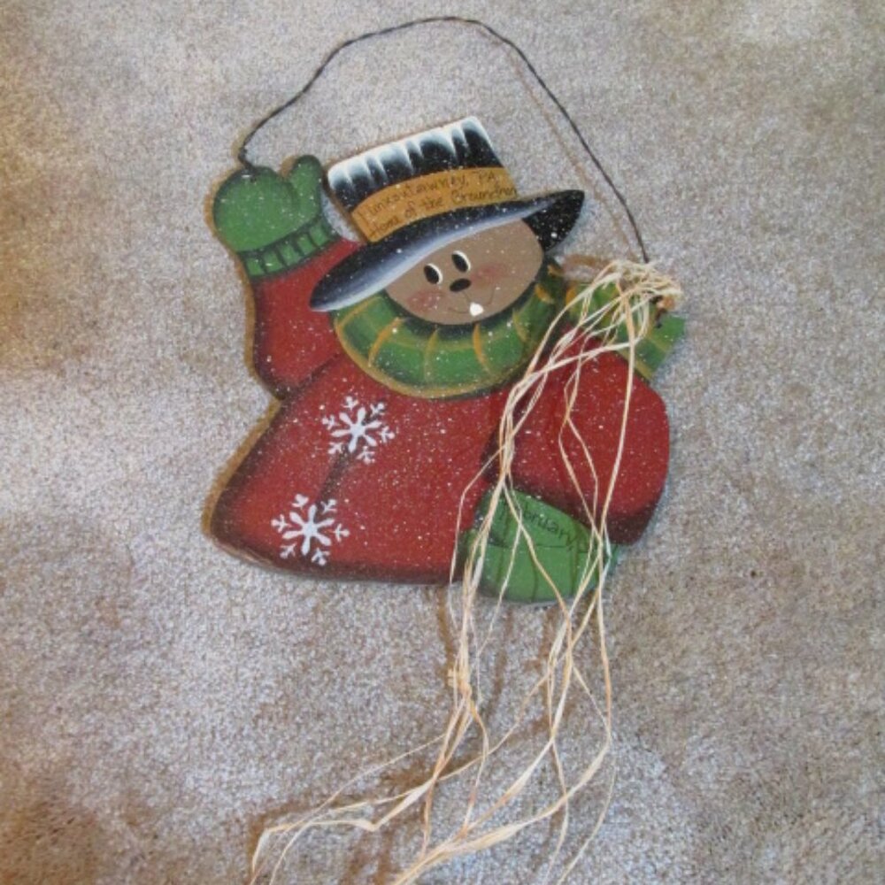 Punxsutawney Phil Groundhog Day hand painted Waving Phil Door Hanger